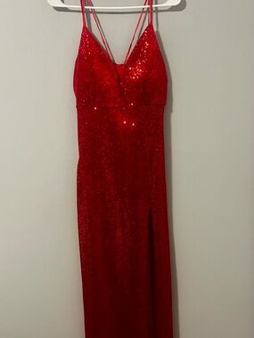 Windsor Red Sequin Spaghetti-Strap Maxi Dress